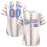 Custom White Powder Blue Tricolor Stripe Fashion Authentic Baseball Jersey
