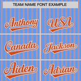 Custom Powder Blue White Tricolor Stripe Fashion Authentic Baseball Jersey