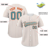 Custom White Aqua Tricolor Stripe Fashion Authentic Baseball Jersey