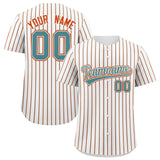 Custom White Aqua Tricolor Stripe Fashion Authentic Baseball Jersey