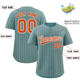 Custom Aqua White Tricolor Stripe Fashion Authentic Baseball Jersey