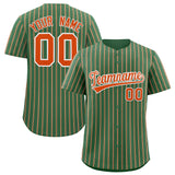 Custom Kelly Green White Tricolor Stripe Fashion Authentic Baseball Jersey