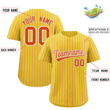 Custom Gold White Tricolor Stripe Fashion Authentic Baseball Jersey