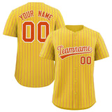Custom Gold White Tricolor Stripe Fashion Authentic Baseball Jersey