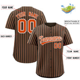 Custom Brown White Tricolor Stripe Fashion Authentic Baseball Jersey