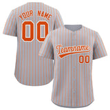 Custom Gray White Tricolor Stripe Fashion Authentic Baseball Jersey