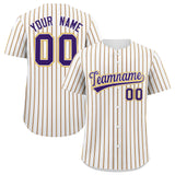 Custom White Purple Tricolor Stripe Fashion Authentic Baseball Jersey