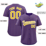 Custom Purple White Tricolor Stripe Fashion Authentic Baseball Jersey