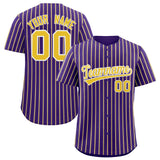 Custom Purple White Tricolor Stripe Fashion Authentic Baseball Jersey