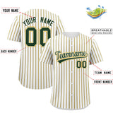 Custom White Green Tricolor Stripe Fashion Authentic Baseball Jersey