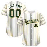 Custom White Green Tricolor Stripe Fashion Authentic Baseball Jersey