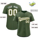 Custom Green Gold Tricolor Stripe Fashion Authentic Baseball Jersey
