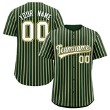 Custom Green Gold Tricolor Stripe Fashion Authentic Baseball Jersey