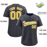 Custom Navy White Tricolor Stripe Fashion Authentic Baseball Jersey