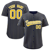 Custom Navy White Tricolor Stripe Fashion Authentic Baseball Jersey