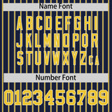 Custom Navy White Tricolor Stripe Fashion Authentic Baseball Jersey