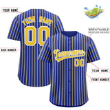 Custom Royal White Tricolor Stripe Fashion Authentic Baseball Jersey