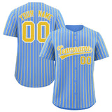 Custom Powder Blue White Tricolor Stripe Fashion Authentic Baseball Jersey