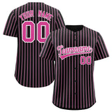Custom Black White Tricolor Stripe Fashion Authentic Baseball Jersey