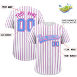 Custom White Powder Blue Tricolor Stripe Fashion Authentic Baseball Jersey