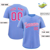 Custom Powder Blue White Tricolor Stripe Fashion Authentic Baseball Jersey