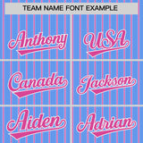 Custom Powder Blue White Tricolor Stripe Fashion Authentic Baseball Jersey