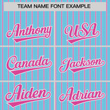 Custom Sky Blue White Tricolor Stripe Fashion Authentic Baseball Jersey