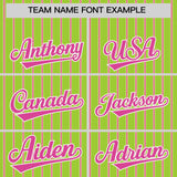 Custom Neon Green White Tricolor Stripe Fashion Authentic Baseball Jersey