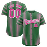 Custom Kelly Green White Tricolor Stripe Fashion Authentic Baseball Jersey