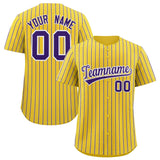 Custom Gold White Tricolor Stripe Fashion Authentic Baseball Jersey