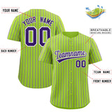 Custom Neon Green White Tricolor Stripe Fashion Authentic Baseball Jersey