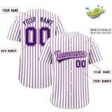 Custom White Pink Tricolor Stripe Fashion Authentic Baseball Jersey