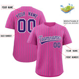 Custom Pink White Tricolor Stripe Fashion Authentic Baseball Jersey