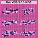 Custom Pink White Tricolor Stripe Fashion Authentic Baseball Jersey