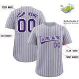 Custom Gray White Tricolor Stripe Fashion Authentic Baseball Jersey