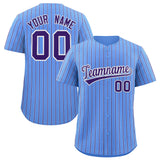 Custom Powder Blue White Tricolor Stripe Fashion Authentic Baseball Jersey