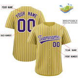 Custom Old Gold White Tricolor Stripe Fashion Authentic Baseball Jersey