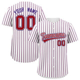 Custom White Red Tricolor Stripe Fashion Authentic Baseball Jersey