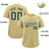Custom Khaki White Tricolor Stripe Fashion Authentic Baseball Jersey