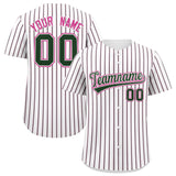 Custom White Pink Tricolor Stripe Fashion Authentic Baseball Jersey