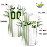 Custom White Neon Green Tricolor Stripe Fashion Authentic Baseball Jersey