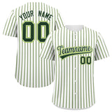 Custom White Neon Green Tricolor Stripe Fashion Authentic Baseball Jersey