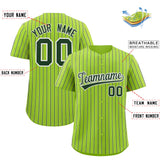 Custom Neon Green White Tricolor Stripe Fashion Authentic Baseball Jersey