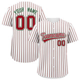 Custom White Kelly Green Tricolor Stripe Fashion Authentic Baseball Jersey