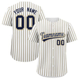 Custom White Navy Tricolor Stripe Fashion Authentic Baseball Jersey
