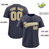 Custom Navy White Tricolor Stripe Fashion Authentic Baseball Jersey