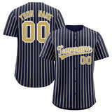 Custom Navy White Tricolor Stripe Fashion Authentic Baseball Jersey
