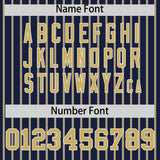 Custom Navy White Tricolor Stripe Fashion Authentic Baseball Jersey