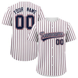 Custom White Navy Tricolor Stripe Fashion Authentic Baseball Jersey