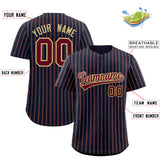 Custom Navy Khaki Tricolor Stripe Fashion Authentic Baseball Jersey